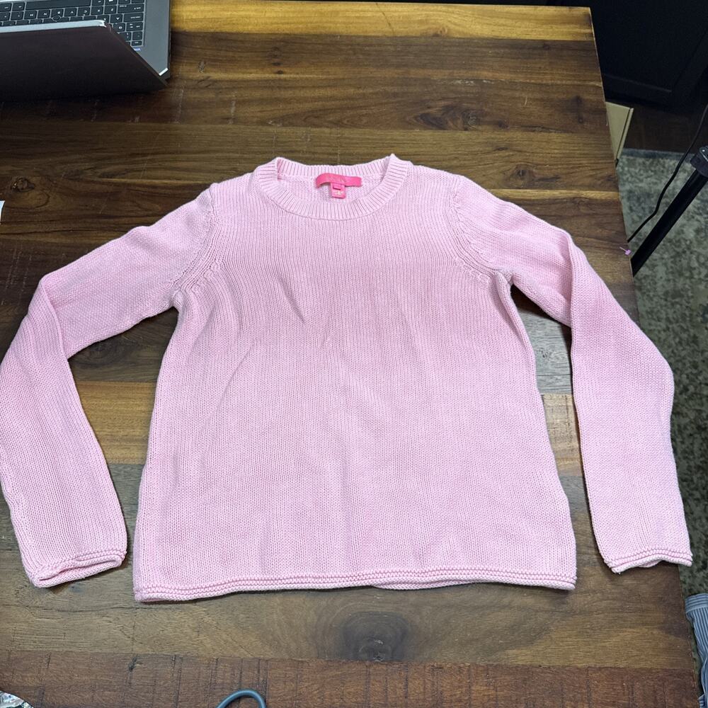 Lilly Pulitzer Pink Crew Neck Knit Sweater Size Small Cotton